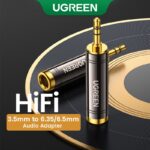 UGREEN 3.5mm A 6.5mm 6.35mm 1/4 Adaptador Banhado Ouro De Cobre Puro 6.5 Milímetros Macho Para AUX Fêmea Jack Mono
