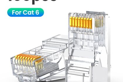 UGREEN 50 Pcs RJ45 Cat6 Conector Passar Através De Plugue Ethernet Cabo Crimpador De Rede LAN Cristal