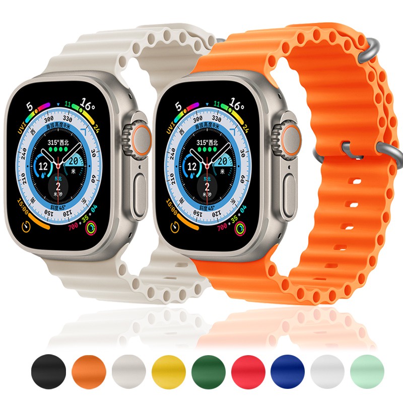 Pulseira Oceano Silicone Compativel Relogio Apple iWatch series 8 7 6 5 4 3 se 38 40 41 42 44 45 49mm