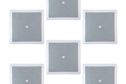 Kit 6 Arandelas JBL 6CO1Q Quadrada Branca - 50 Watts RMS
