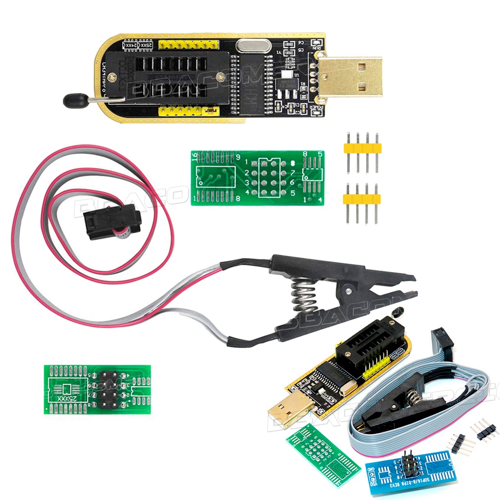 Gravador Programador Eprom Ch341a Pinça Jacaré Soic8