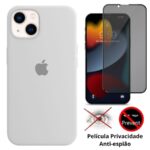 Kit 2em1 Capa + Pelicula Para iPhone 14 Normal - Case Silicone Aveludada + Pelicula 3D 5D Privacidade