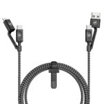 Cabo Carregador Rápido 4 Em 1 Defender 33w Tipo C Com Adaptadores Micro Usb V8 + Usb A 1,5m Gshield