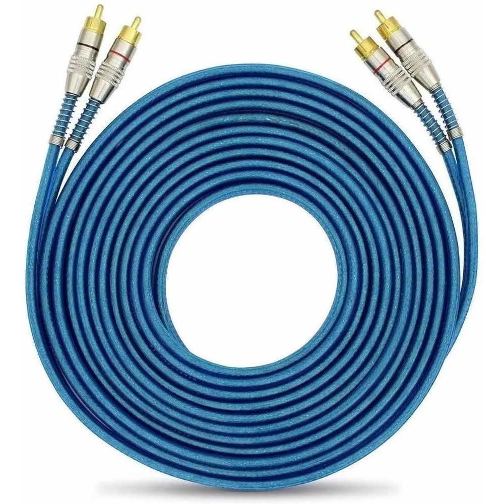 Cabo RCA 5 Metros Dupla Blindagem Cobre 5m Blindado Azul 5mm
