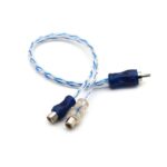 Cabo Y Azul Com Prata 4mm 1 Macho 2 Fêmeas Dupla Blindagem Flexível Banhado A Níquel