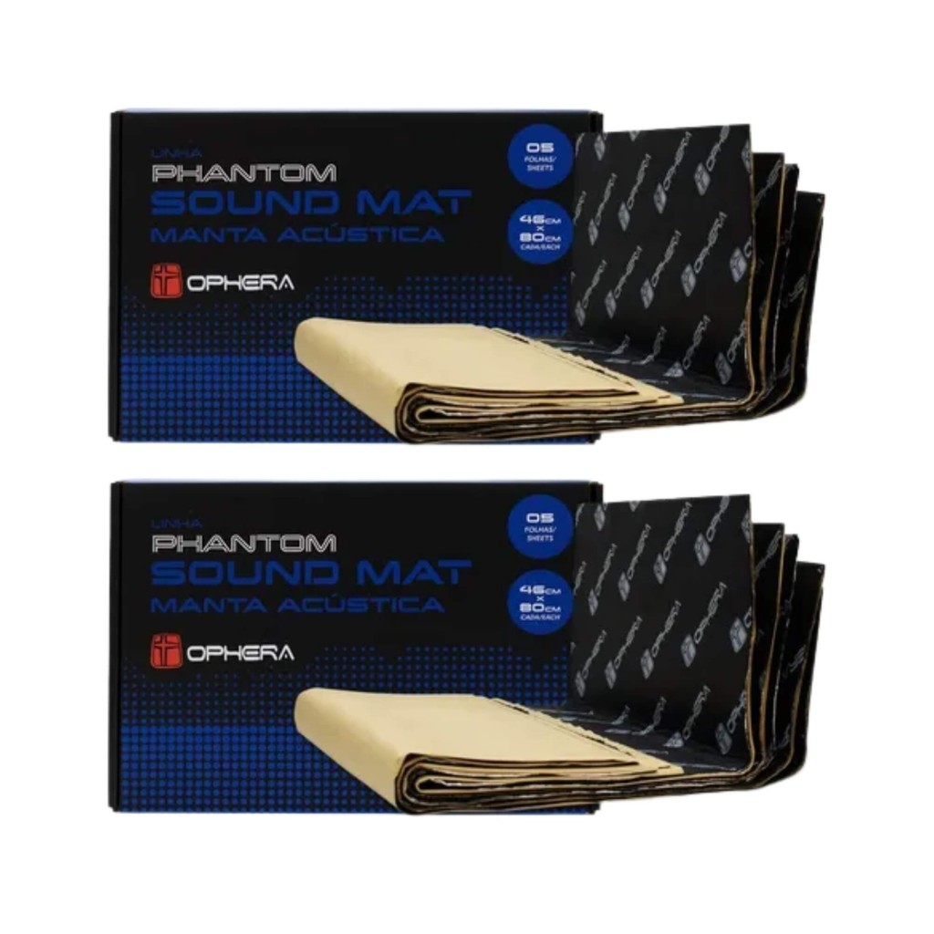 Kit 2 Caixas Manta Acústica Ophera 5 Folhas 46x80cm 4,5mm (Total de 10 Folhas)