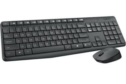 Kit Teclado e Mouse Logitech MK235, Conexão USB, Pilhas Inclusas e Layout ABNT2, Sem Fio, Preto - 920-007903