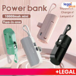 Carregador Portátil Mini 10000mAh com Recarga Sem Fio 2-em-1 para iPhone e Tipo-C