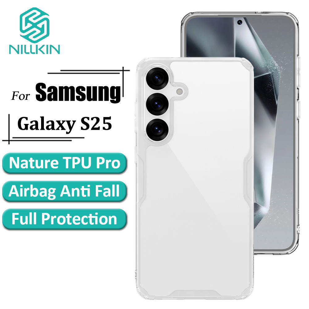 Nillkin Natureza Pro Caso Samsung Para Galaxy S25 Fino Luxo Macio TPU Transparente Airbag À Prova De Choque Capa T