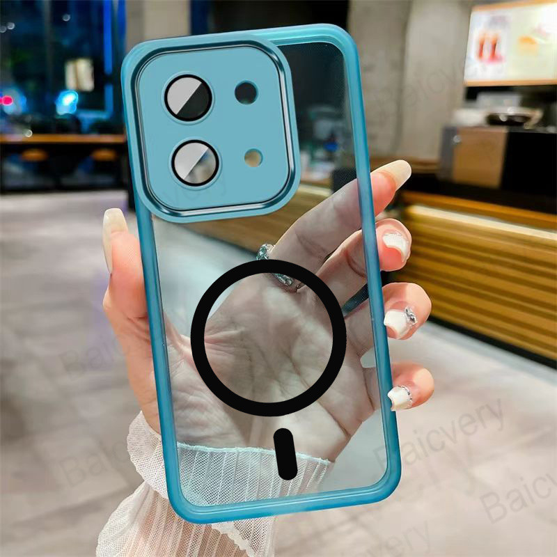 Para Redmi 15C 4G 5G/POCO C85 Capa De Câmera Anti-Queda Colorida Macia Com Adesivo Magnético