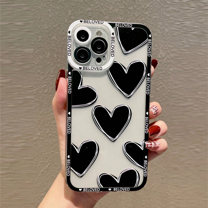 Amor Coração Macio Claro Caso De Telefone Para iPhone 16 17 11 12 13 14 15 Pro Max 16e XR X XS 7 8 Plus Capa À Prova De