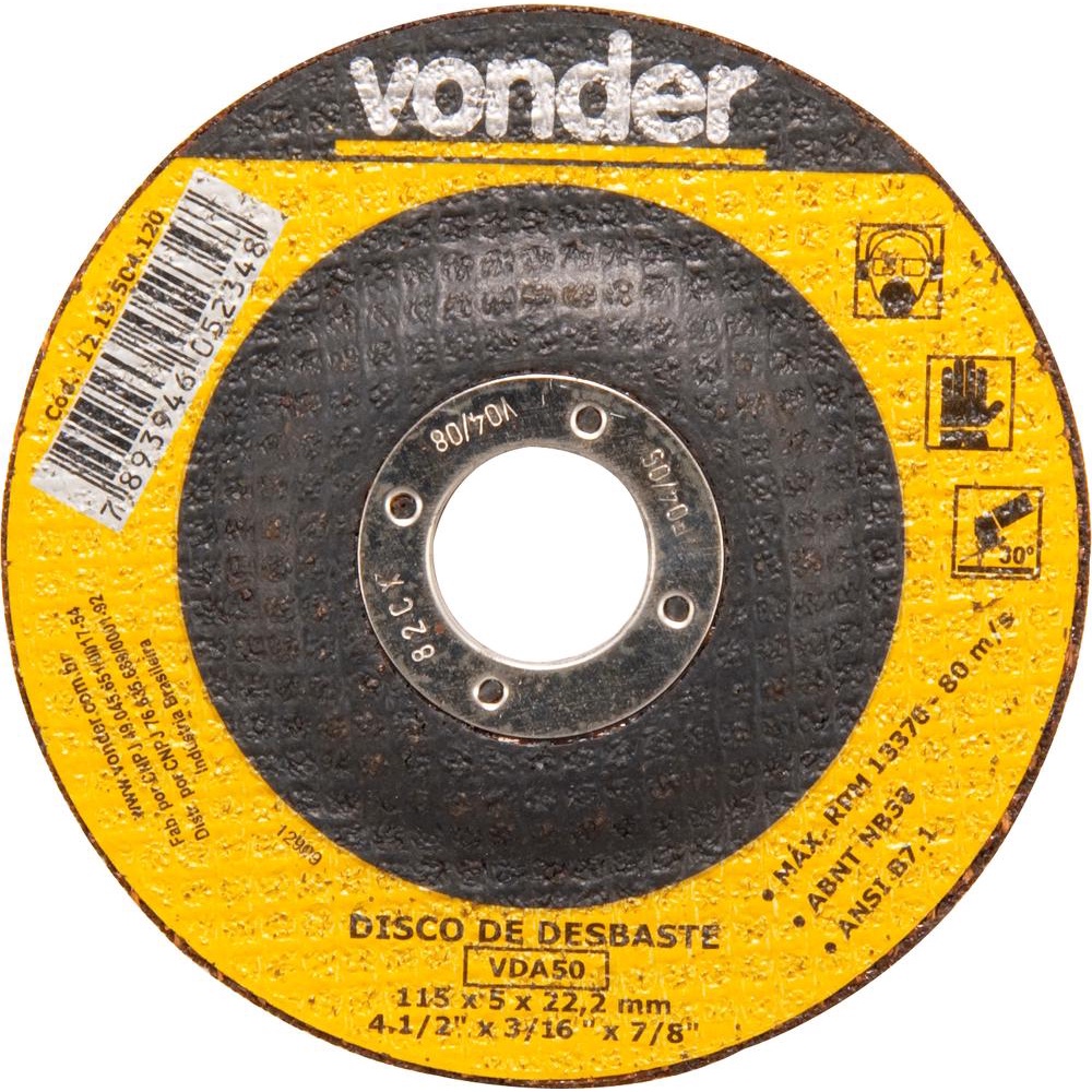 Disco de Desbaste 114,3x5,0x22,22 para Aço Carbono Vda50 Vonder
