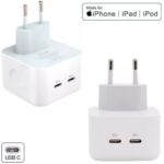 Carregador Fonte Usb C Duplo 50W Fonte Carregador Usb-c Para iPhone Tomada 2 Entradas Usb-c