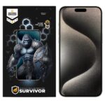 Película Protetora Fosca p/ iPhone 15 Pro Max com Aplicador - Survivor - Gshield