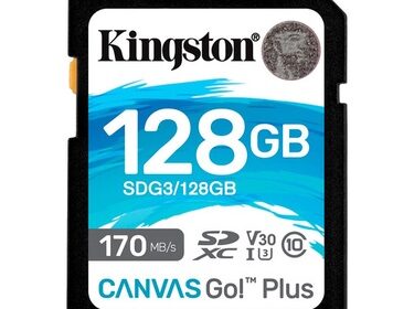 Cartão Memória SDXC 128GB Canvas Go Plus 170MBs Kingston
