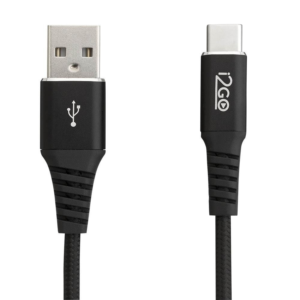 Cabo USB-C i2GO 2m 3a Nylon Trançado Preto