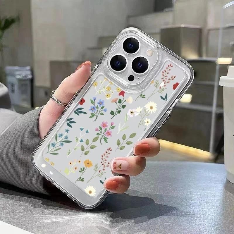 Capinha Capa tpu anti Impacto transparente Flores para Iphone 15 12 13 14 11 16 pro max 14 plus 15 16 plus case