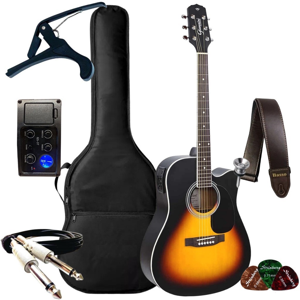 Kit Violao Giannini Elétrico Folk Gd1 Gdc1 Eq + Acessórios