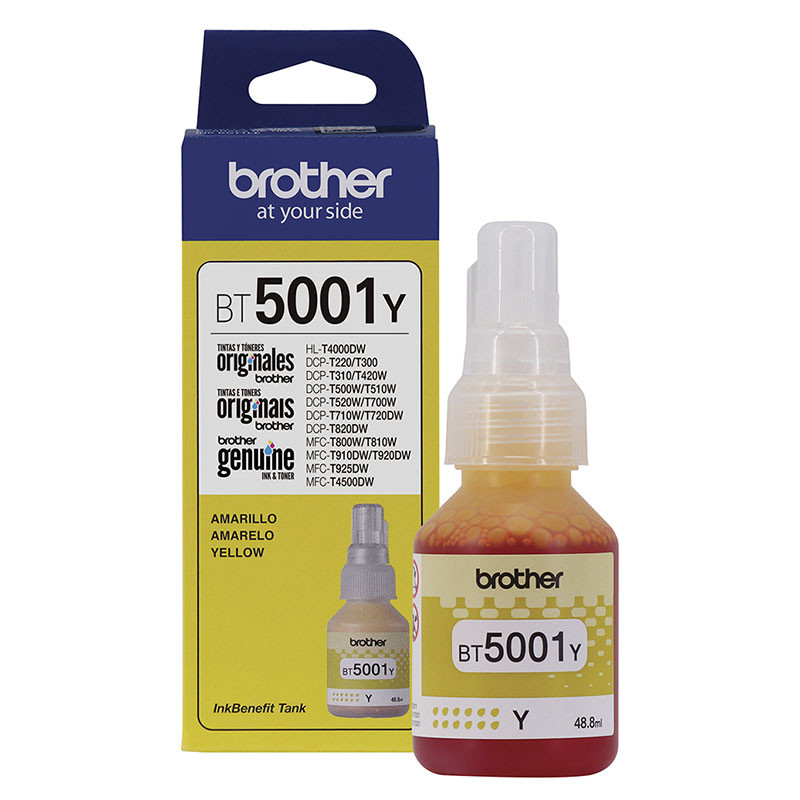 Garrafa de tinta original Brother para InkTank BT5001Y Amarelo 48,8ml