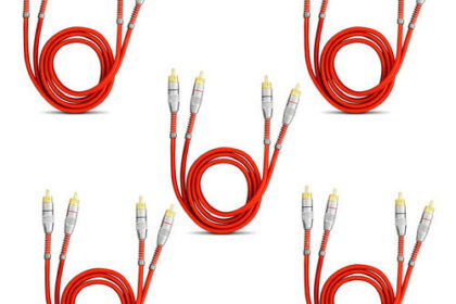 KIT 5 CABO RCA BLINDADO VERMELHO 1M E-TECH PARA SOM AUTOMOTIVO