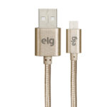 Cabo Micro USB, Sincronização e Recarga 12W 2.4A, Nylon Trançado, 1 metro, Dourado, M510BG, ELG