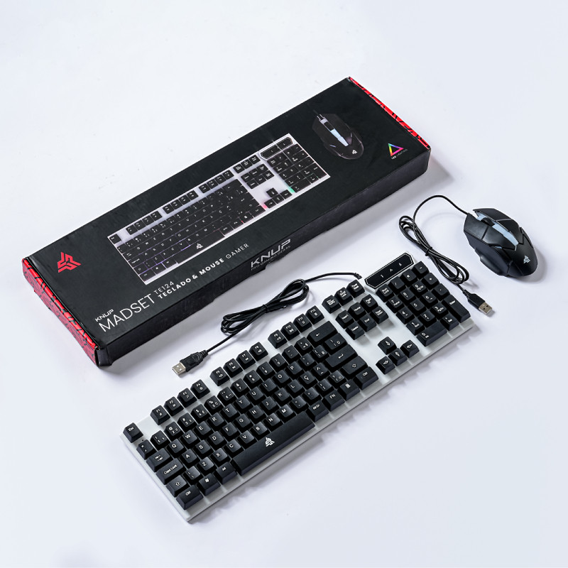 Kit Teclado e Mouse Gamer Iluminação LED USB Knup KP-TE124
