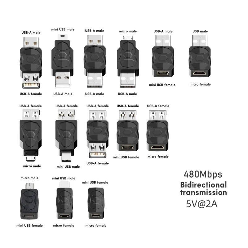 Adaptador USB2.0 Micro/Mini Conversor Macho Fêmea USB Trocador Para Computador Tablet PC Celulares