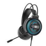 Headset Gamer HP com LED Azul - Conforto Almofadado e Microfone Omnidirecional - Cabo de 2m