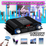 Amplificador De Áudio Digital HiFi De 1600 W E 4 Canais Para Alto-falantes Residenciais E Automotivos