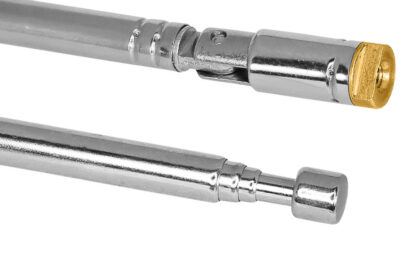 Antena Haster Telescópica Cromada 4 Estágios Para TV e Rádio 18.5cm a 52cm Uhf Vhf Fm