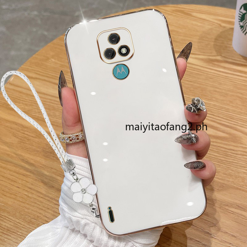 Caixa para telefone Motorola Moto E7 Plus E7i E7 Power Phone Case estilo coreano 6D Silicone macio de luxo para telefone + Lanyard 6DDD livre