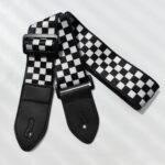 Correia De Guitarra Xadrez Elegante Com Extremidades De Couro Para Baixo , Guitarras Elétricas E Acústicas , Poliéster ,