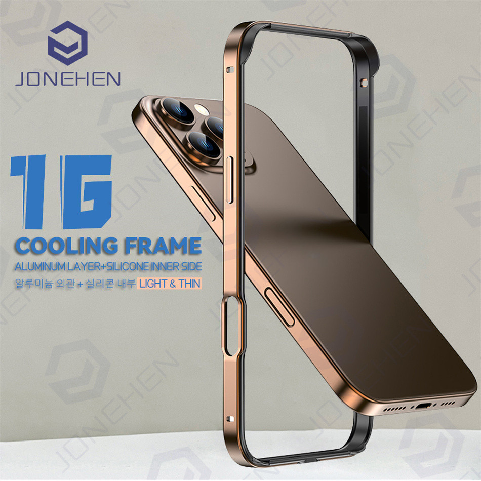 Capa De Metal De Alumínio Com Moldura De Silicone Híbrida Para iPhone 17 16 15 13 12 Pro Max 14 Plus Melhor Calor Luz Li