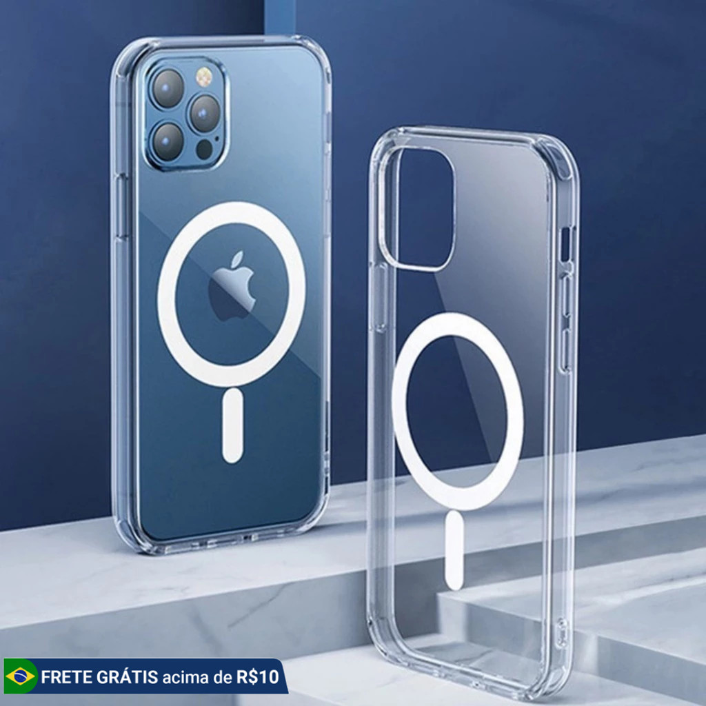 BGM-Capa Capinha Magnética Space Transparente Anti Impacto TPU Case Apple IPhone 11 12 13 14 15 16 17 Pro Max