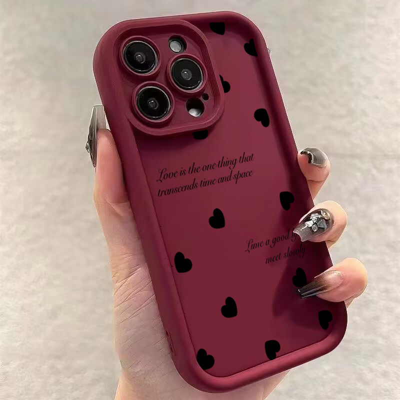 Capa De Telefone Preta Em Forma De Coração Para iPhone 13 Pro Max 16e 17 11 12 14 15 16 XR X XS 7 8 SE Macia À Prova De