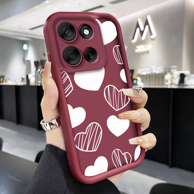 Invólucro Para Moto G56 G86 Caso Moda Simples Amor De Telefone Motorola 5G Proteção Da Câmera Silicone Macio À Prova De