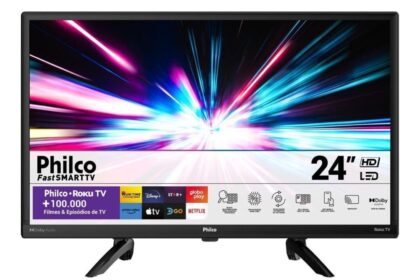 Smart TV Philco PTV24G5YR2CP HD 24" Roku OS Processador Quad Core e Dolby Audio