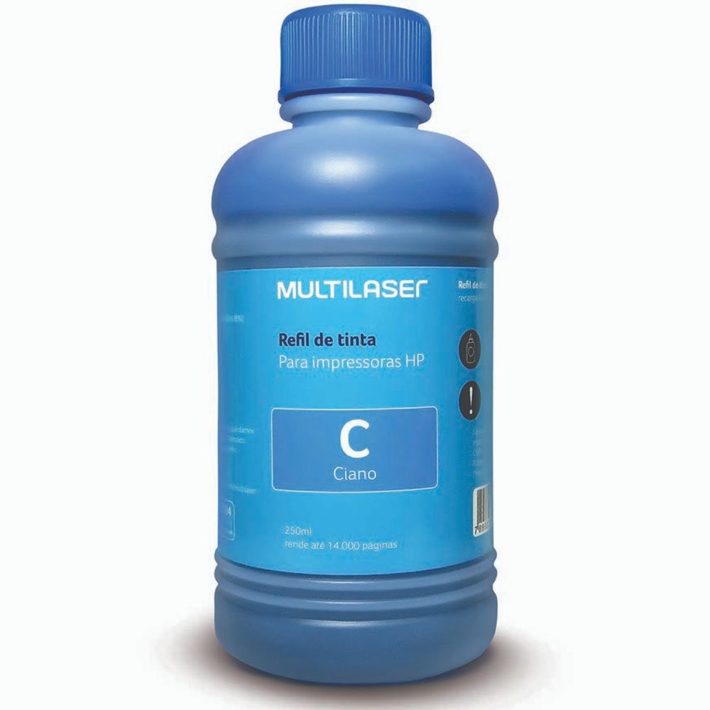Refil de Tinta para Impressoras 250ml Ciano Multilaser - RF010