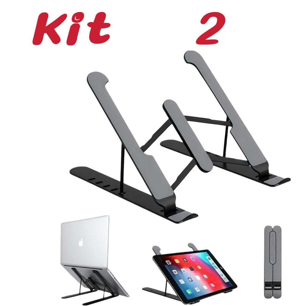 Kit 2 suporte portátil dobrável ajustável para laptop tablet jorge