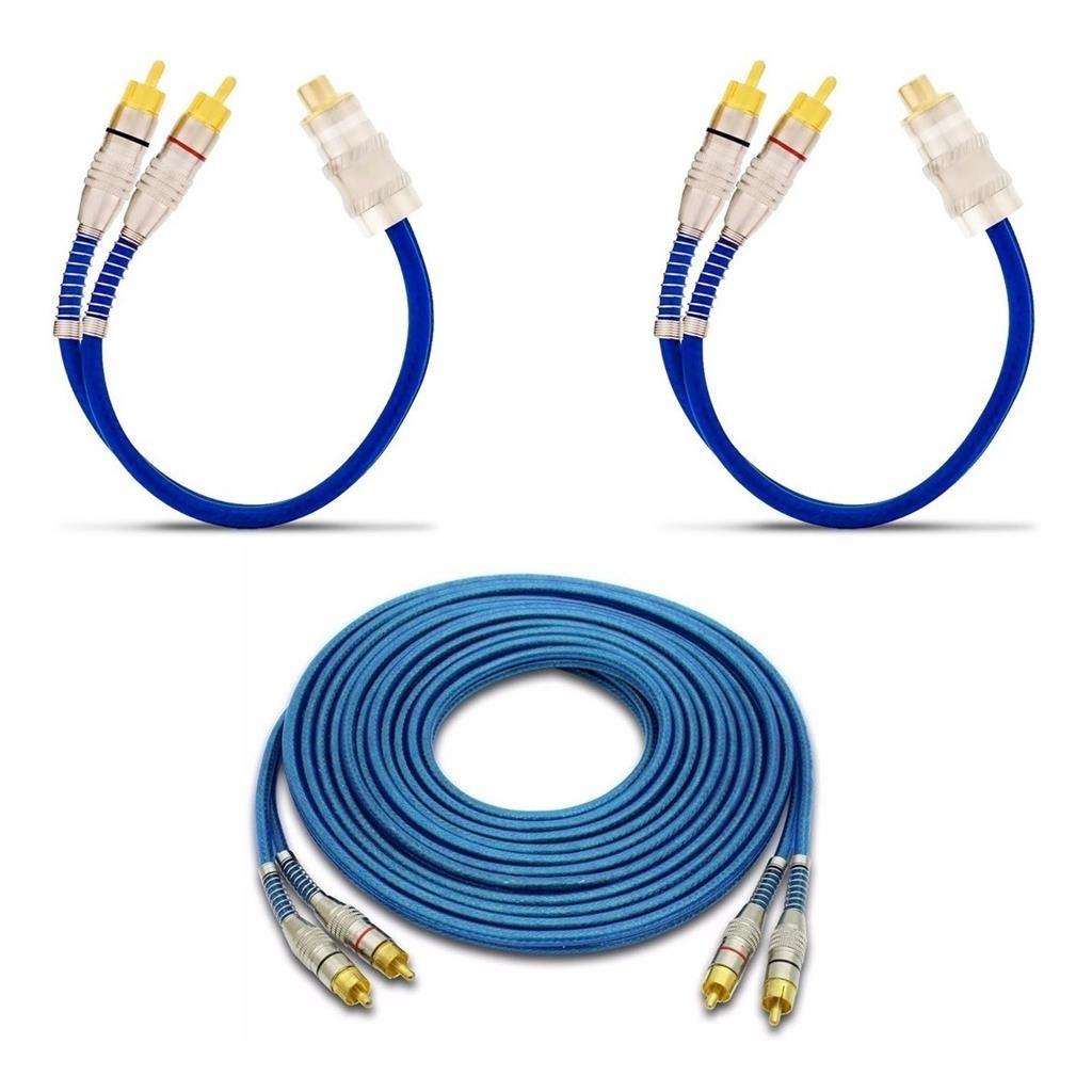 Kit 1 Cabo Rca 5 M + 2 Y Dupla Blindagem Cobre Techone