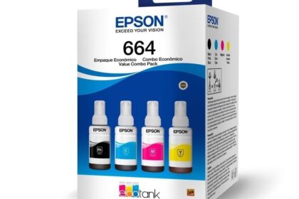 Kit Refil de Tinta Epson T664, 4 Cores, Preto/Amarelo/Ciano/Magenta