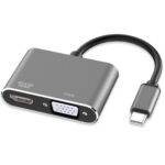Adaptador Conversor 2 em 1 USB-C para HDMI VGA 4K 1080p