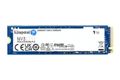 SSD Kingston NV3, 1TB, M.2 2280, PCIe NVMe, Leitura 6000MB/s, Gravacao 4000MB/s, SNV3S-1000G