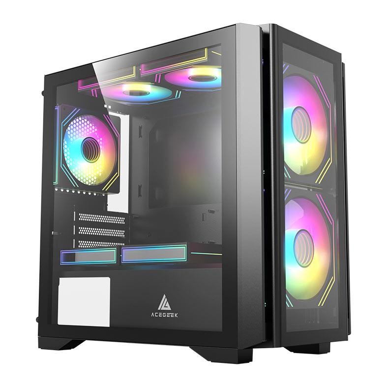Gabinete Gamer Acegeek Vision M352, Mid-Tower, Lateral de Vidro, Preto, AG-VISION-M352-BK