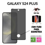 Película de Privacidade Vidro 3D Para Samsung Galaxy S24 Plus - Com Furo Para Biometria