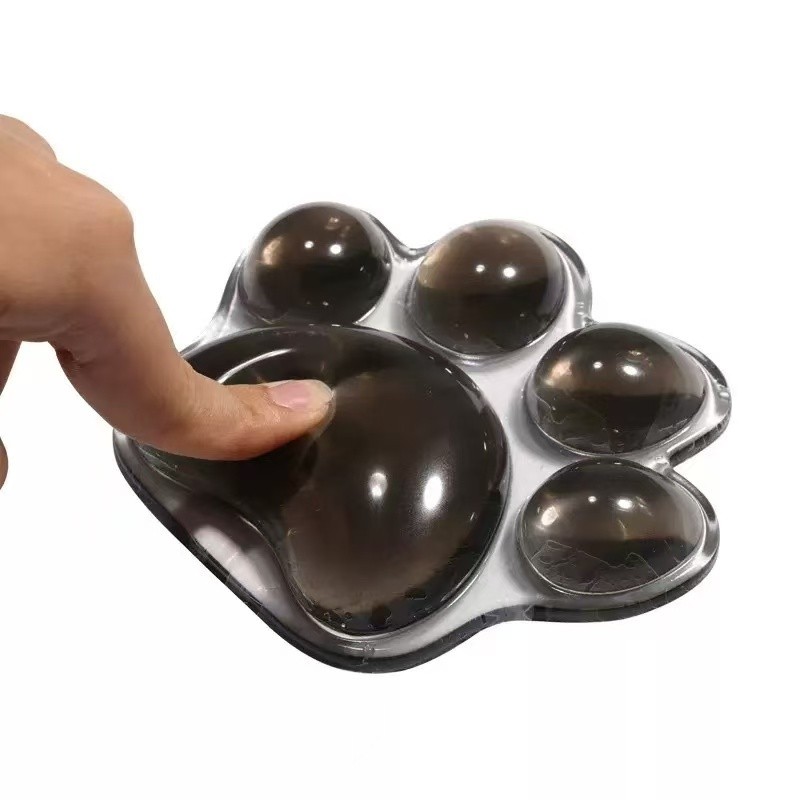 Apoio de Pulso Ergonômico em Gel Transparente Formato de Patinha Fofo, para Mouse, Ideal para Escritório e Jogos