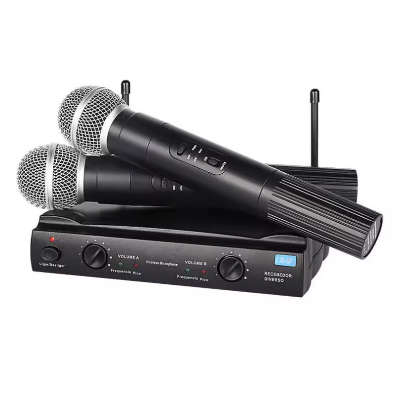 Microfone Sem Fio Duplo VHF Profissional Dinâmico Onistek ON-MC806