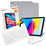 Combo Completo Capa para iPad A16 11ª Geração 2025 Teclado Sem Fio Mouse Branco Bluetooth e Película Protetora