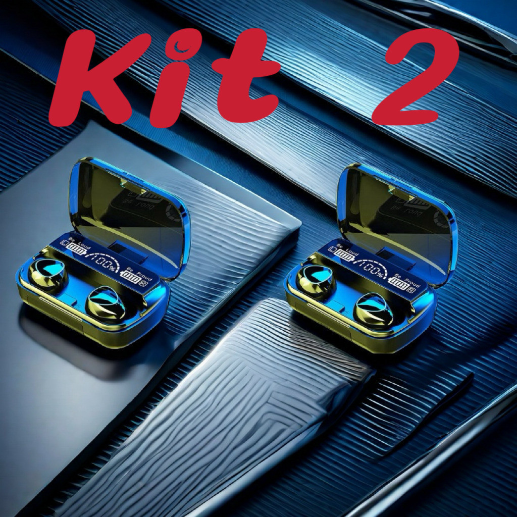Kit 2 M10 Bluetooth 5.1 Fones de ouvido sem fio TWS estéreo com carregador Power Bank YIHAN