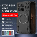 Para Xiaomi 15TPro 15T Pro 2025 Armor Phone Case Atração Magnética Anel De Dissipação De Calor Invólucro Xiaomi15TPro Xi